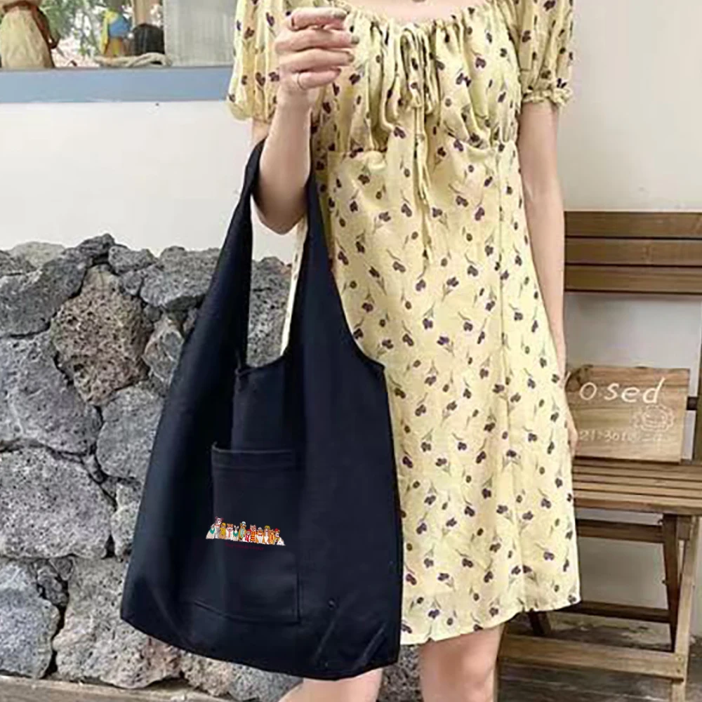 Tote Bag Women‘s Shopping Bags Canvas Commuter Handbags Cartoon Dog Anime Shopper Pure Cotton Portable One-shoulder Cloth Bag