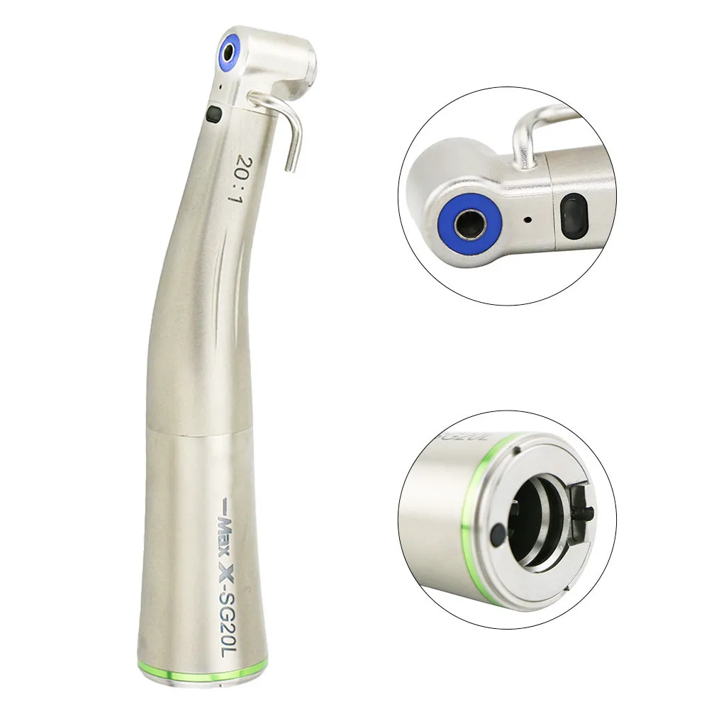 

Dental implant equipment external and internal irrigation spray 20:1 low speed green ring contra angle optic fiber handpiece