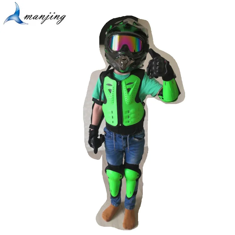 Children Sport Support Motocross Off Road MX BMX Gliding Body Protect Armor Knee Elbow Guard Motorcycle Vest Suits