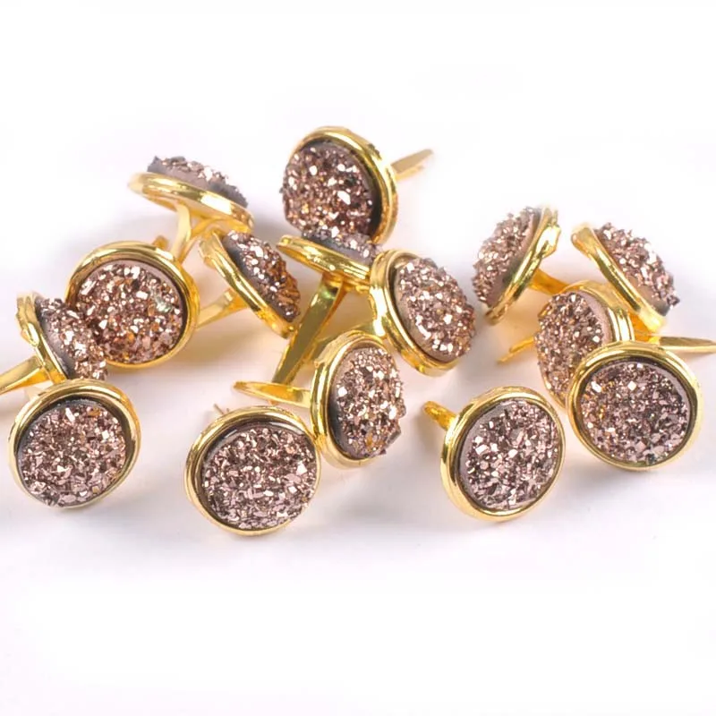 Mix Pattern Golden Brads For DIY Scrapbooking Embellishments Fastener Metal Crafts Brad Handmade Decoration 13x13mm 15Pcs c2262