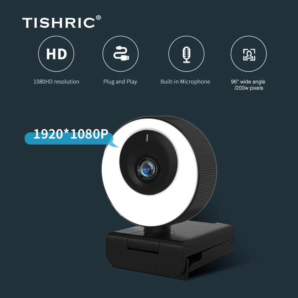 

TISIRIC H780 Full HD Webcam 1080p 60fps Web Camera With LED Beautifying Light Microphone For Live Broadcast Video Calling