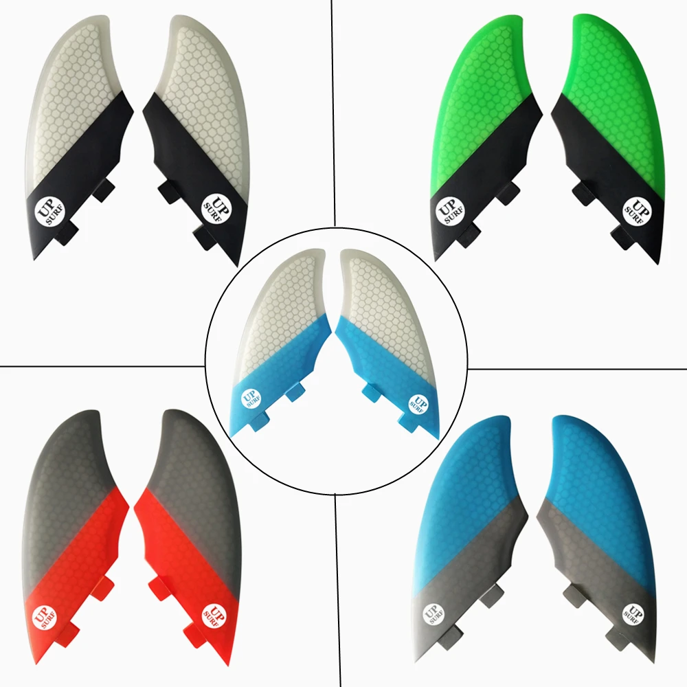 UP Surf-Clear Color Surf Fins, Double Tabs, Keel Fin Surfboard, Twin fin Set, 2Pcs per Set