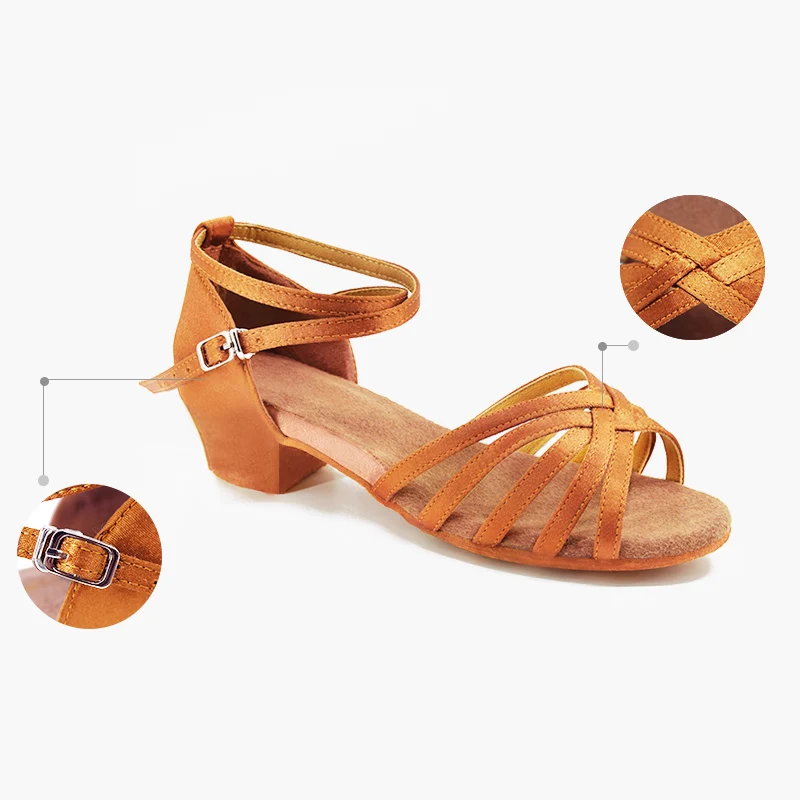 Mädchen Frauen Latein Schuhe Niedrigen Absatz Latino Salsa Moderne Ballsaal Satin Latein Schuhe Tango Salsa Rumba Latin Dance Schuhe – Detail 19
