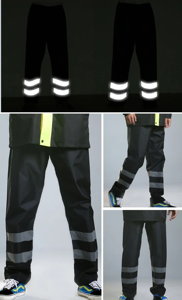 Waterproof Reflective Rain Pants, Outdoor Cycling Overalls, Safety, Traffic, Safety, Garden, Oxford Fabric, 300D