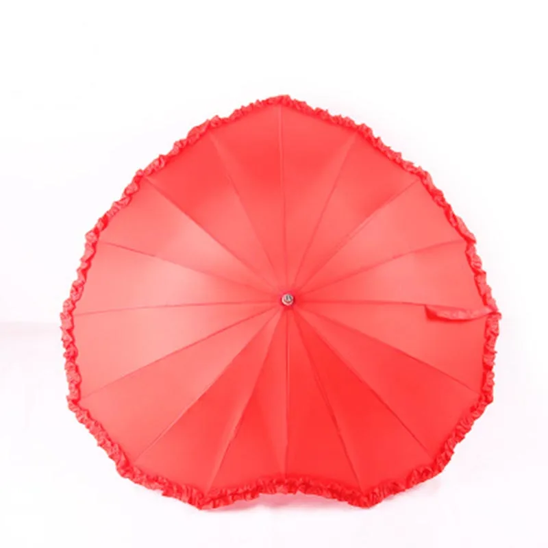 Creative heart-shaped love umbrella adult bride wedding gift solid color red waterproof and windproof umbrella for men and women