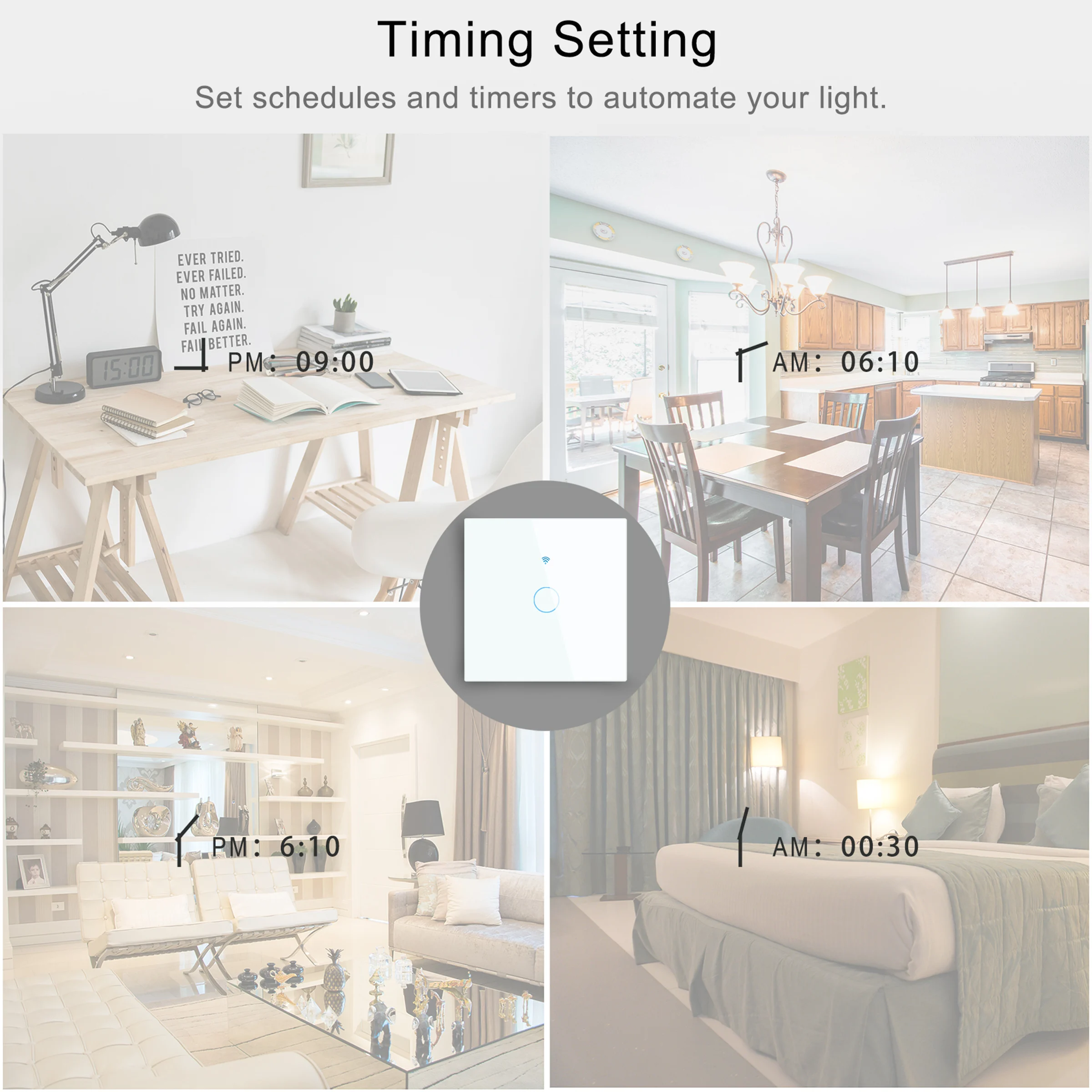 Szaoju Tuya WiFi Touch Switch Light Wall Smart Switch Universal For EU Smart Home Life Alexa Google Home 433RF Remote ​1/2/3Gang