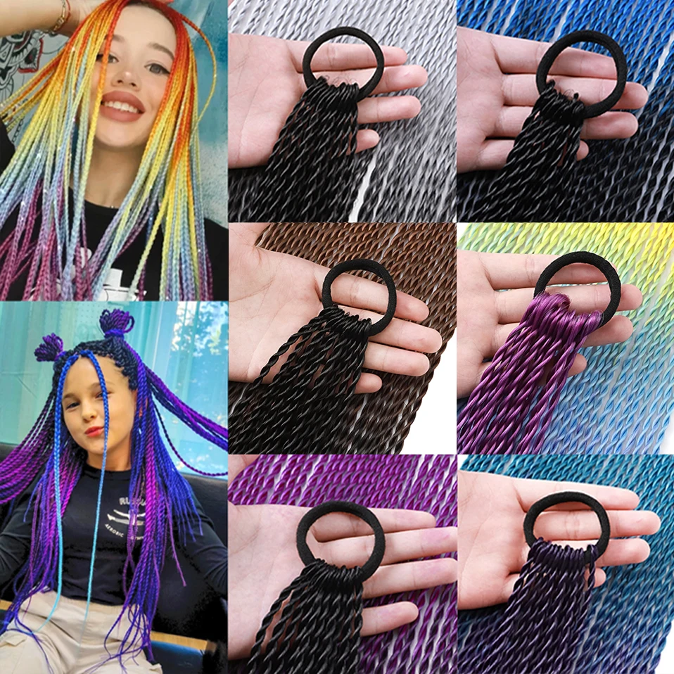 S-noilite sintético 24 polegada meninas bonito elástico corda de cabelo bandas de borracha trançado cabelo rabo de cavalo trança com faixa de borracha anel de cabelo