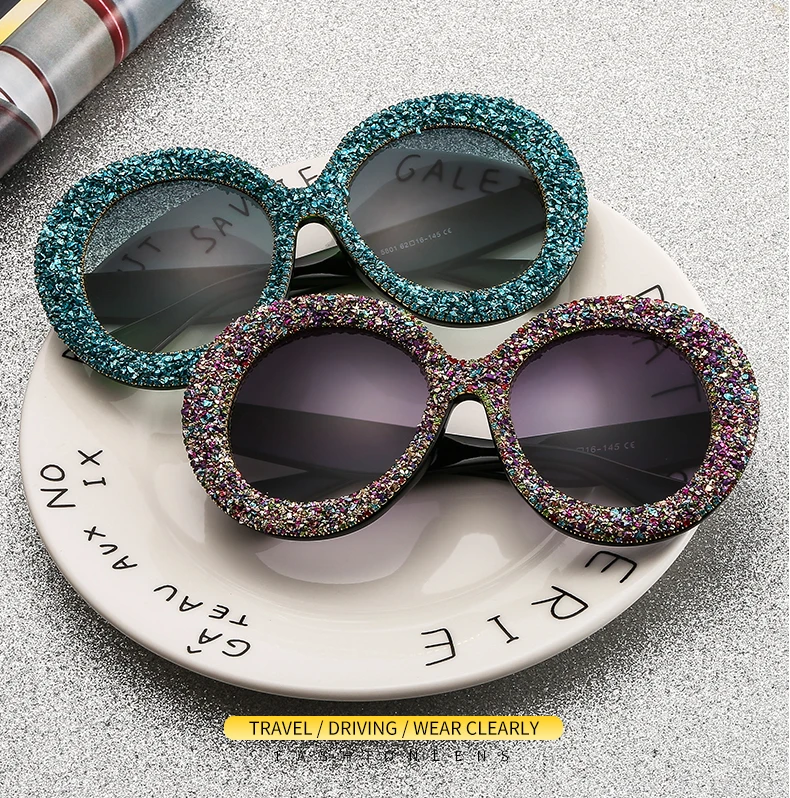 Lunettes de soleil vintage avec biscuits pour femme, monture ronde, nickel é, miroir, luxe, nouveau, 2019