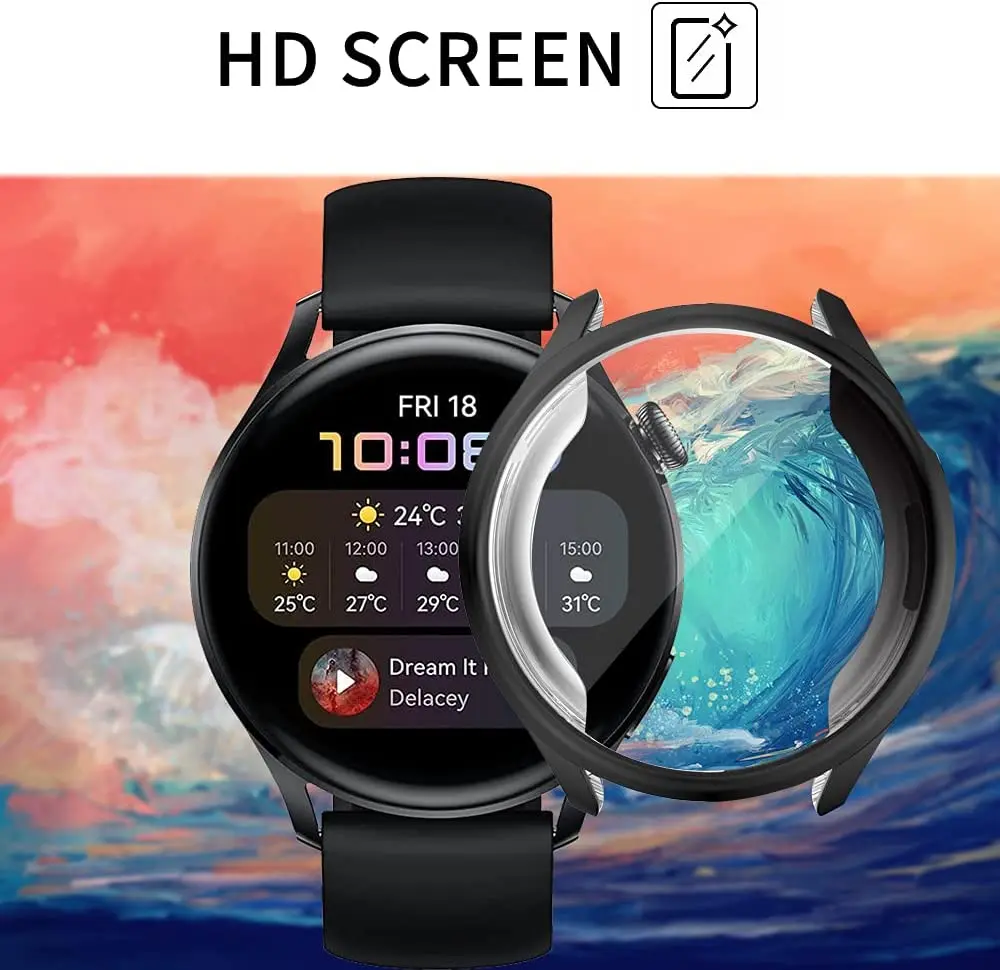 TPU Case For Huawei Watch 3 pro 48mm 46mm soft Plated All Around Protective Bumper Cover Huawei Watch 3 Screen Protector