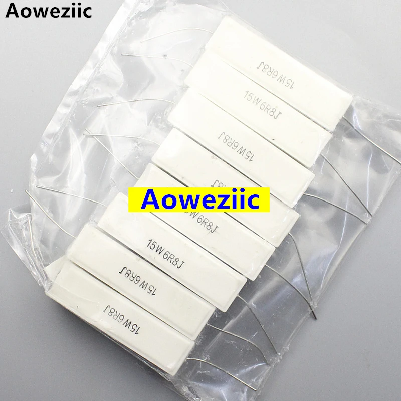 10Pcs 15W6R8J 15W6.8ΩJ RX27 Horizontal cement resistor 15W 6.8 ohm 15W6.8RJ ohm Ceramic Resistance precision 5% Power resistance