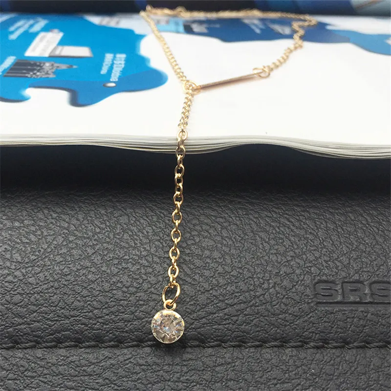 Sexy Crystal Pendants Necklace for Women Tassel Minimalist Necklaces Summer Beach Neck Jewelry Gold Color Chain Collares Bijoux