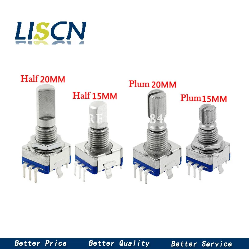 5PCS/LOT 20 Position 360 Degree Rotary Encoder EC11 w Push Button 5Pin Handle Long 15/20MM With A Built In Push Button Switch