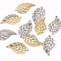 20pcs Metal Crafts Gold Silver Leaf Filigree Wraps Flower Connectors For DIY Scrapbook Home Decoration Handcraft 41x22mm yk0775