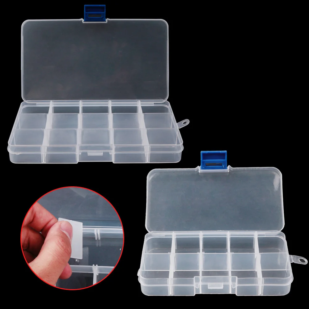 10/15 Compartments Fishing Storage Case Box Square Case Plastic Fly Fishing Lure Spoon Hook Bait Tackle Box Fishhook Accessories