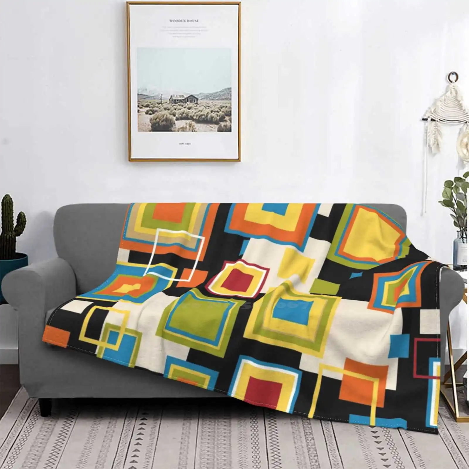 Frames Art Deco Super Warm Soft Blankets Throw On Sofa/Bed/Travel Frames Art Vintage Retro Color Arc Ture Silhouette Texture