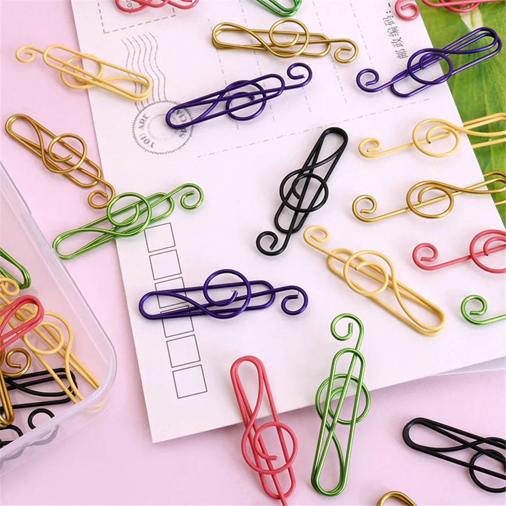 50 Stks/doos Kleurrijke Muziek Shaped Paperclips Decoratieve Kleurrijke Decor Voor Kantoorbenodigdheden Paperclip