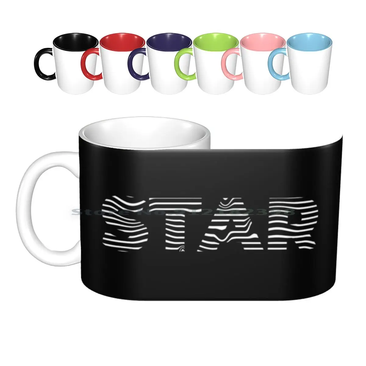 Line Art Star Ceramic Mugs Coffee Cups Milk Tea Mug Trend Star Creative Trending Vintage Gift Bottle Cup