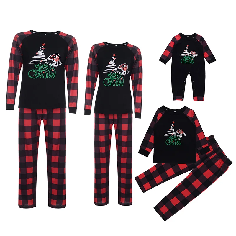 2021 New Autumn Christmas Printed Family Clothing Sets Father Mother Child Baby Home Wear Pajamas Parent-child Clothing