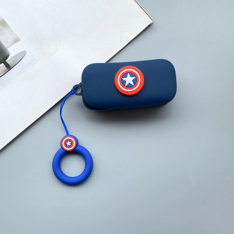 Desenhos animados Marvel fone de ouvido com anel cordão, fone de ouvido sem fio Bluetooth para QCY T5, silicone