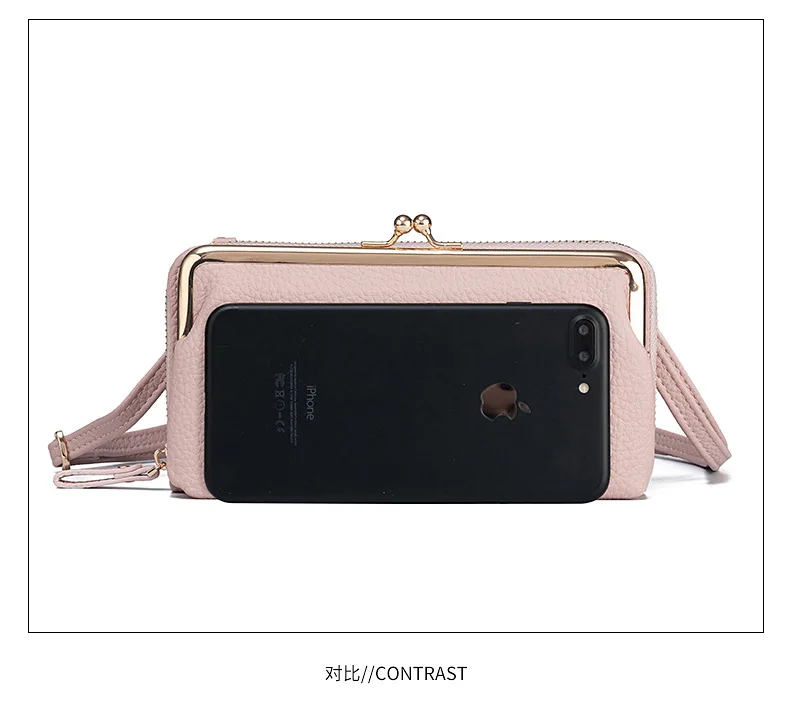 Women Mini Shoulder Bag Soft PU Leather Small Purse Long Money Wallet Mobile Phone Multifunction Credit Card Holder For Girls