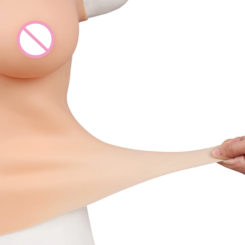 DIY Inflatable Realistic Silicone Fake Boobs Breast Forms Round Collar for Transgender Crossdresser Drag Queen Cosplay