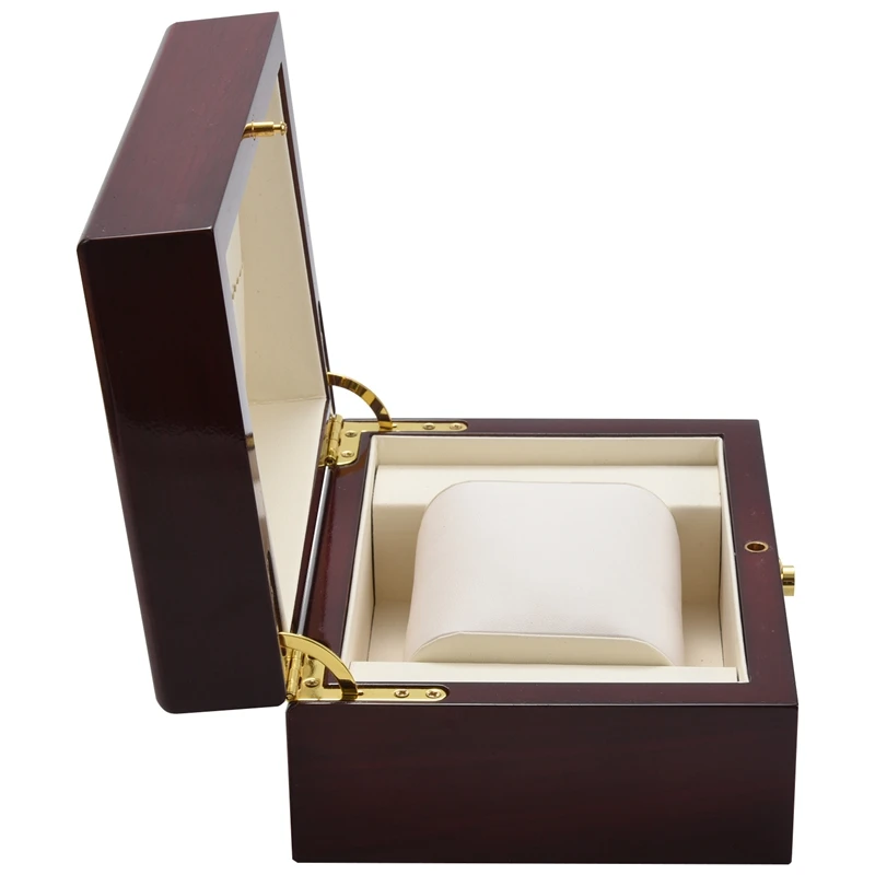 Large Size Wood Lacquered Glossy Single Watch Box with PU Leather Cushion