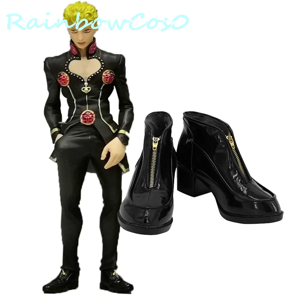 RainbowCos0คอสเพลย์ JoJo 'S Bizarre Adventure Golden Wind Giorno Giovanna รองเท้าเกมอะนิเมะฮาโลวีน