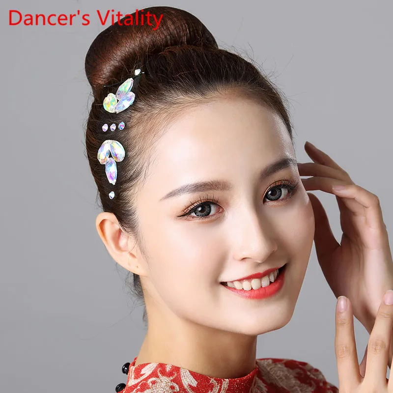 New Children Latin Dance Headdress Competition Professional Performance Diamond Accessories Adults National Standard Decoration