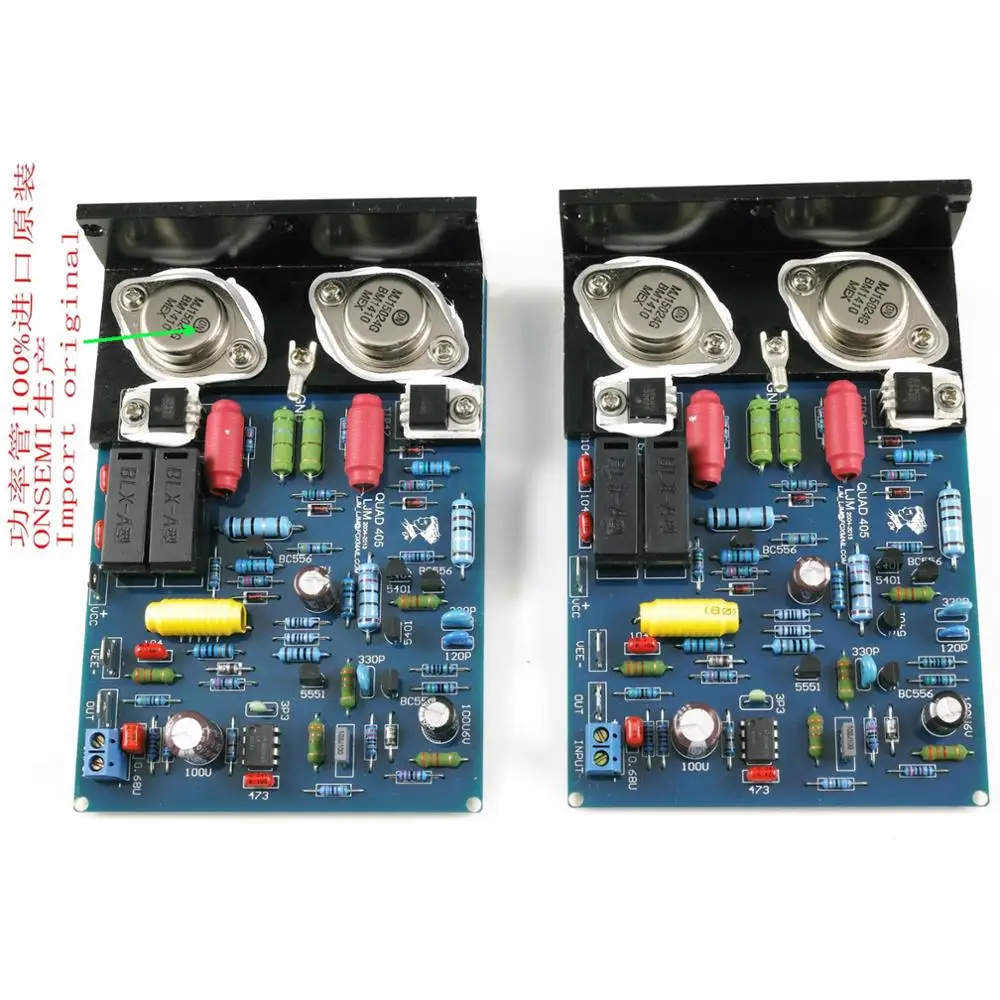 1pair QUAD405 CLONE 2 channel Amplifier Board MJ15024+Angle Aluminum