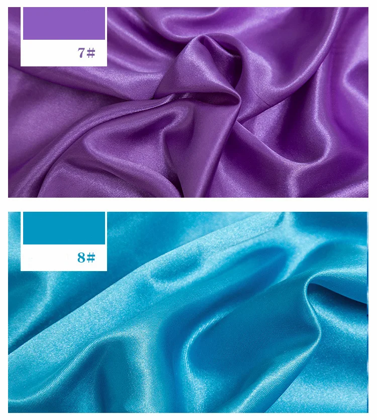 Imitierter Seidensatin-Stoff auf dem Hof, Futterstoffmaterial zum Nähen von Kleidern, Vorhängen, einfarbig, Schwarz, Weiß, Blau, Gold, Grün – Detail 9
