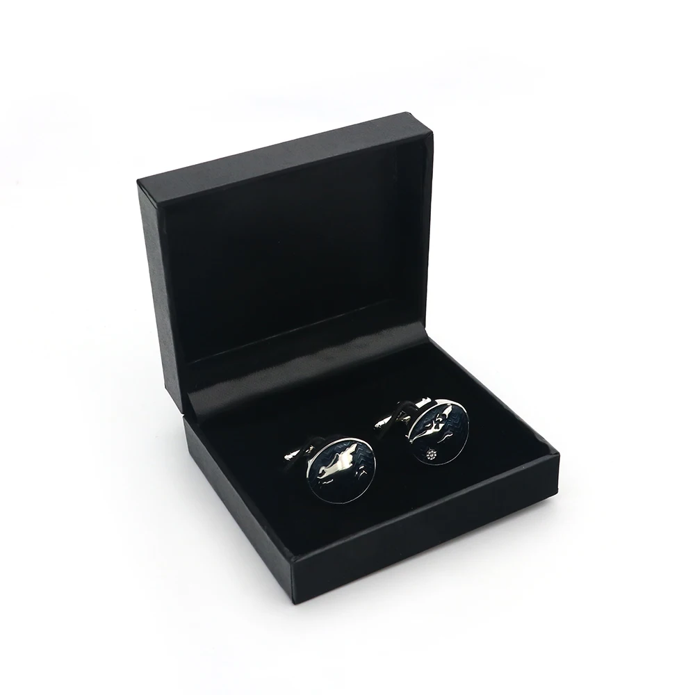 iGame New Arrival Fashion Cuff Links Box Black Color PU Coat Design Gift Package For Men's Cufflinks Display Box