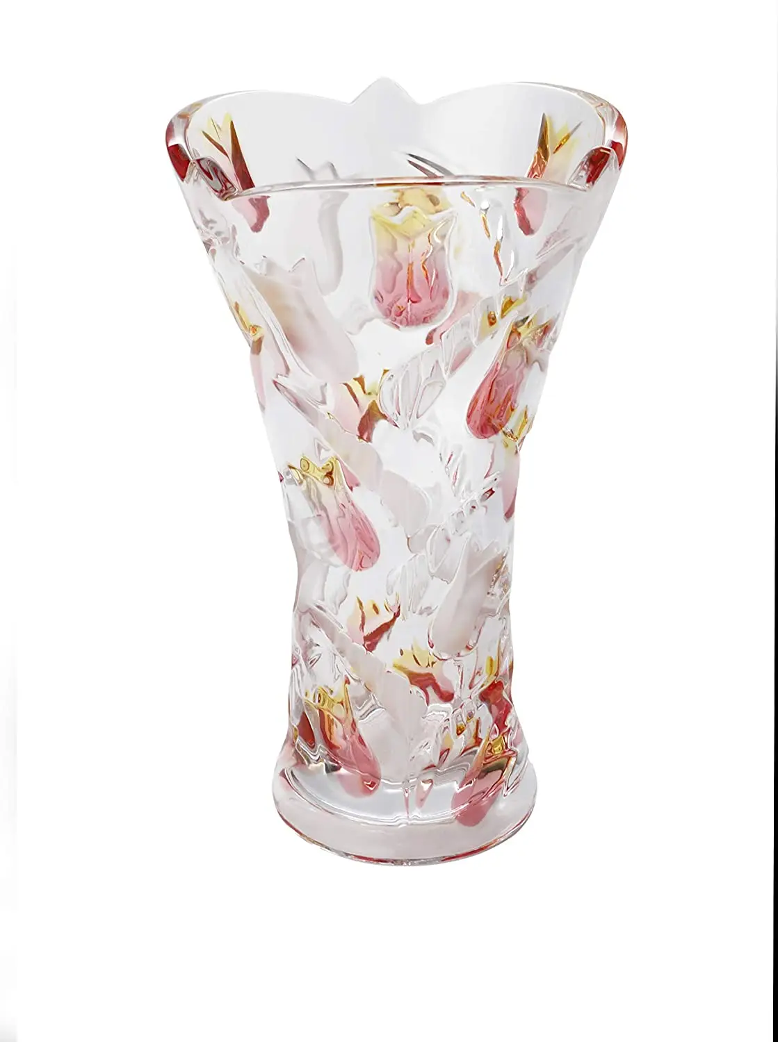 

Modern Home Decor Colorful Tulips Crystal Glass Vase For Living Room, Table, Office