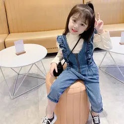 New Fashion Kids Girl Clothing Sets Fashion Baby Girl Clothes Suits Cotton Children's Clothing+Straps Toddler 1-5 Denim Pants