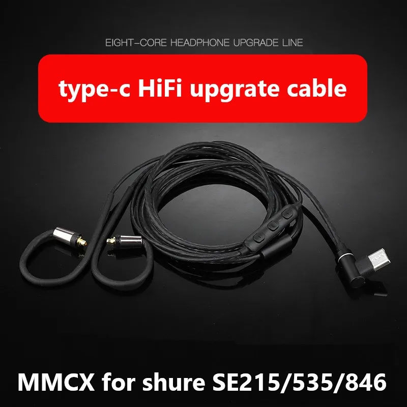 

Type-c Headphone Cable 3.5mm Headphone Cable HiFi Upgrate Audio Cable Replacement Earphone Cable for Shure SE215/535/846