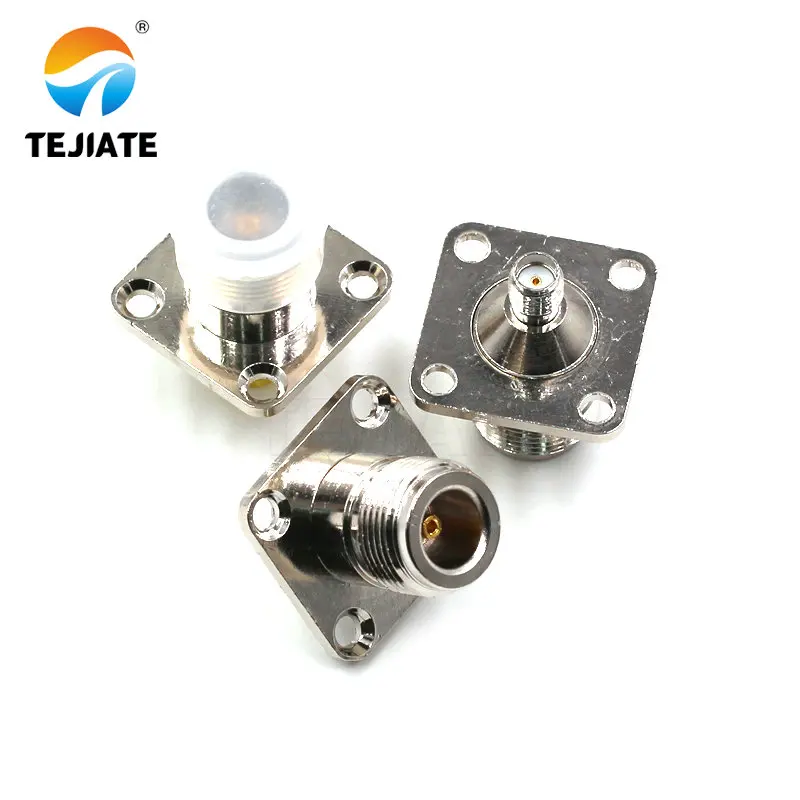 2PCS RF Connector N/SMA-KKF N-Type Female To SMA Female Header Flanged Fixing Plate 25 * 25MM Multifunctional Adapter