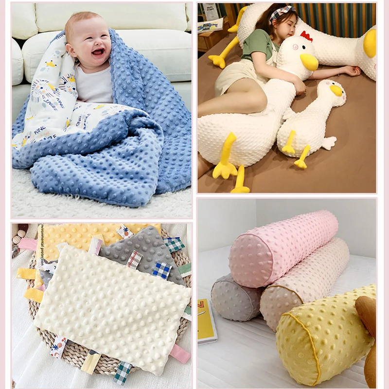 100x160cm Minky Dot Fabric Baby Super Soft Short Velvet Brewing Baby Comfort Towel Quilt Cover Blanket Bedding Fabric