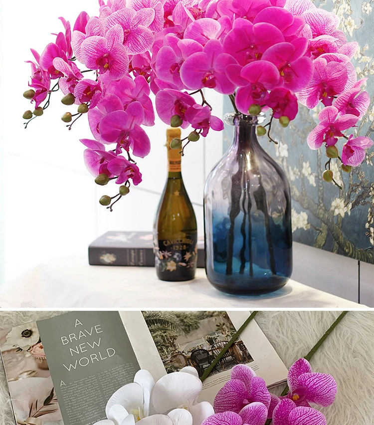 Konservierte Orchidee Phalaenopsis Strukturierte realistische Blumen Künstliche Blumen Familie Hochzeit Ornamente DIY Dekoration – Detail 5