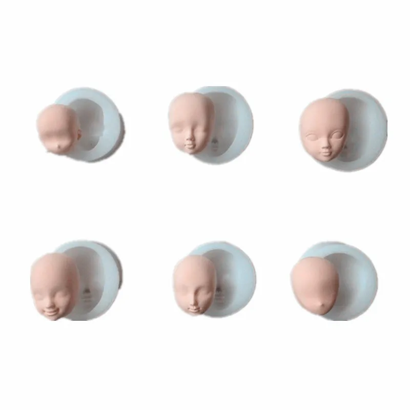 SNASAN 3D Doll Facemold Super Light Clay Soft Pottery Sugar Face Mold Silicone Mould UV Epoxy Pendant Mold