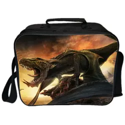 Dinosaur Backpack Camping Shoulder Bag Cartoon Picnic Bag Handbags Portable Insulated Canvas Lunch Bags For Women