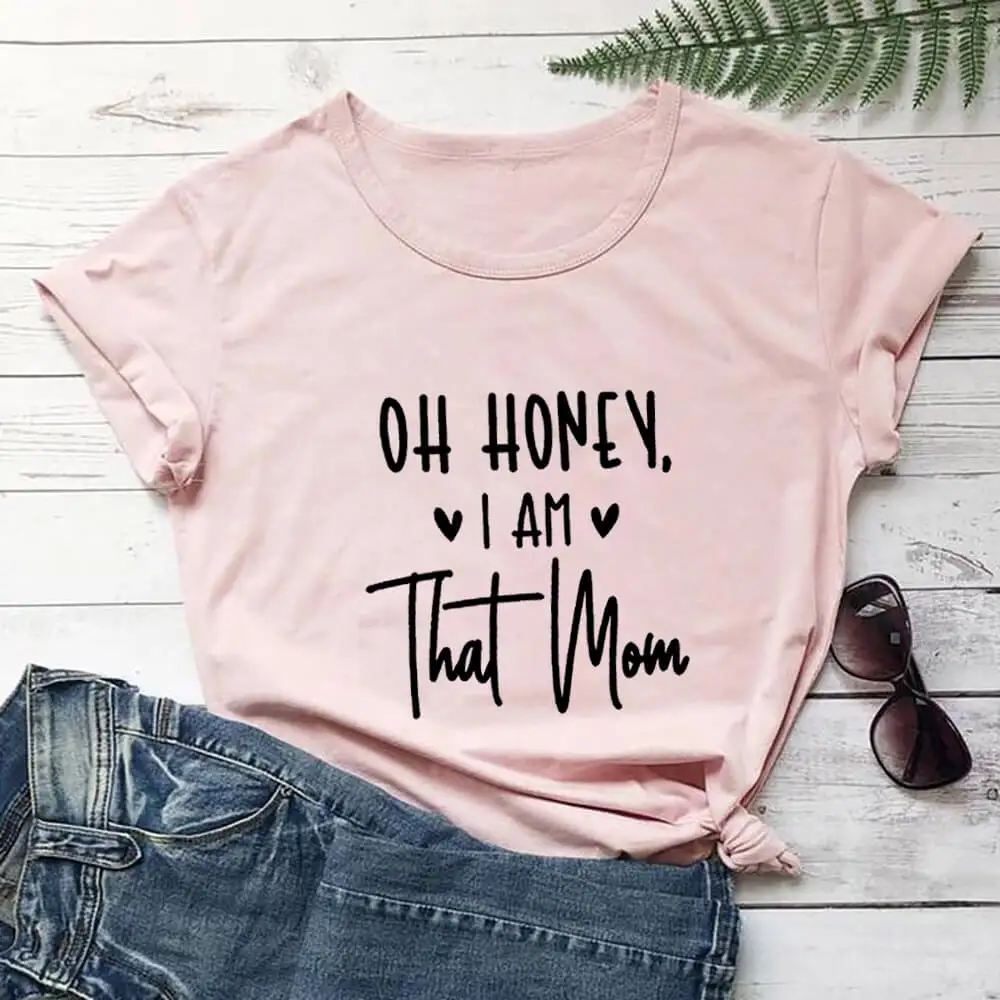 

I Am That Mom 100%Cotton Women's T Shirt Mom Life Funny Summer Casual O-Neck Short Sleeve Top Gift for Mom Birthday Gift