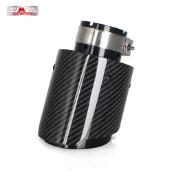 SUMSO carbon Fibre Car Exhaust Tip Black Coated Stainless Steel Muffler Tip Tail Pipe For modification automobile exhaust pipe
