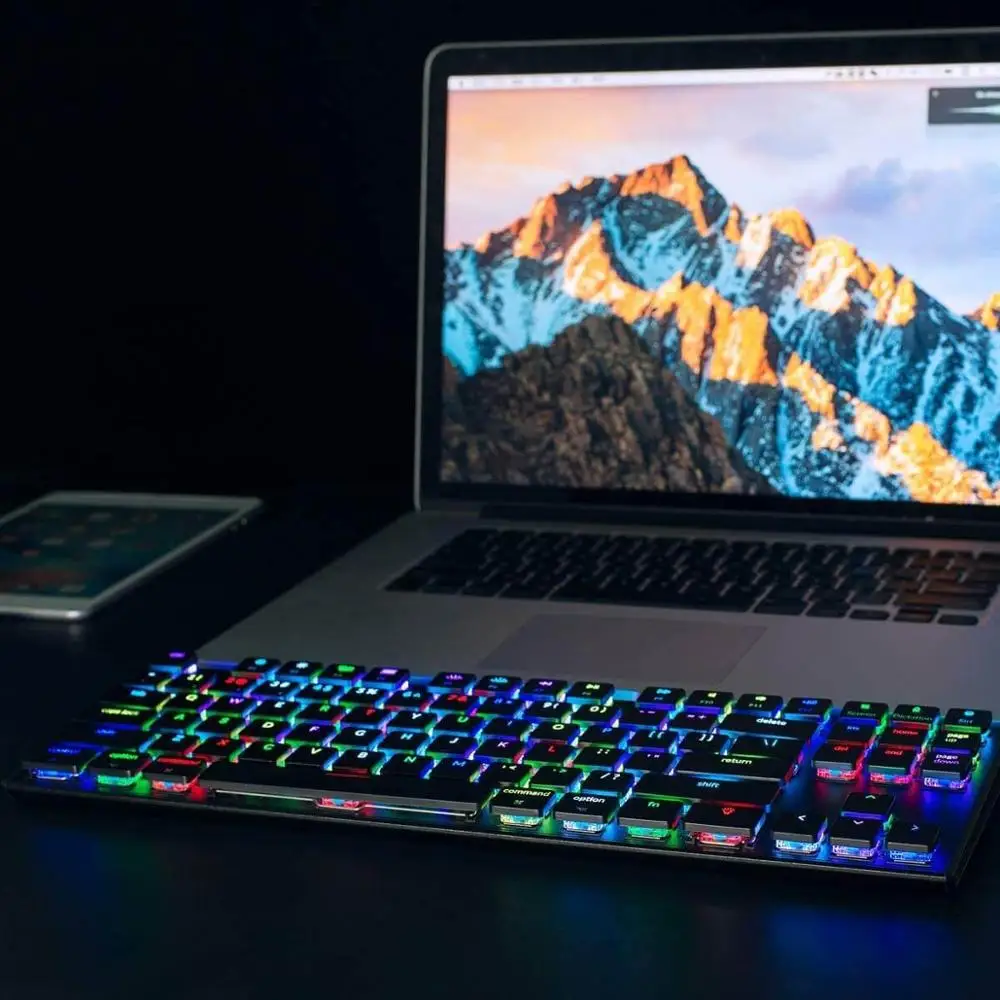 Keychron K1 B V5 87 Key Ultra-Thin Wireless Bluetooth USB Mechanical Computer Gateron Low Profile Keyboard RGB Backlit for Mac