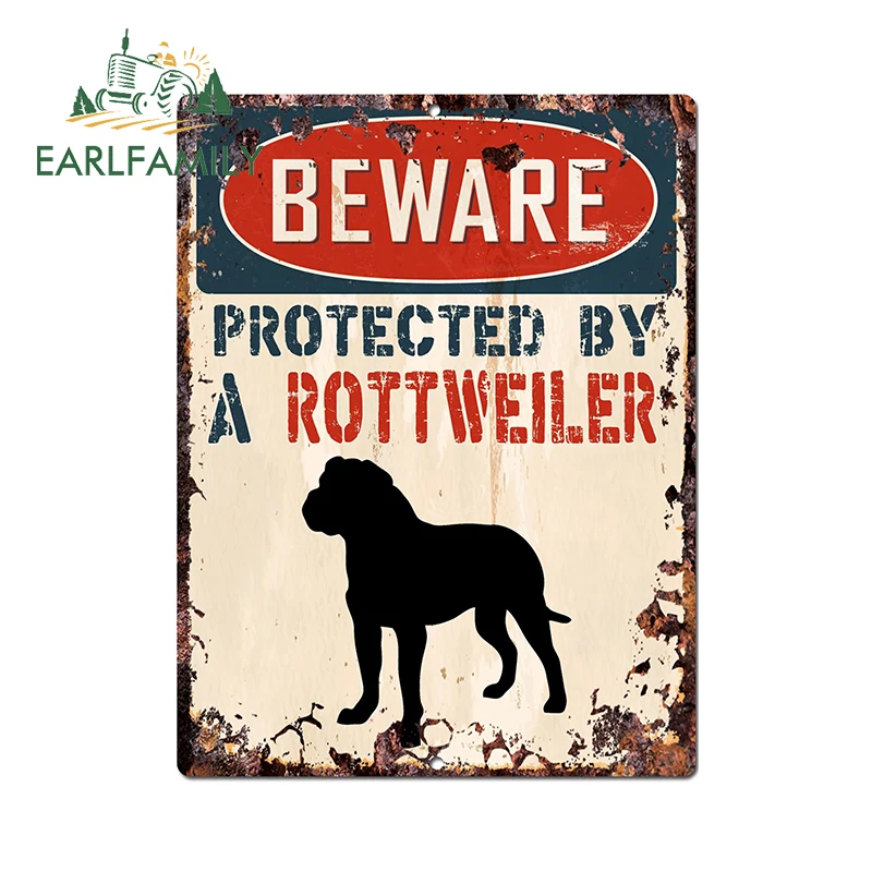 EARLFAMILY 13cm x 9.8cm for Beware of Rottweiler Funny Car Stickers Vehicle Camper Decal Creativite Refrigerator Decoration
