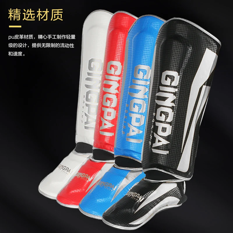 High Grade 4 Color Boxing Ticken Shinguards Instep Leg Pads Protective Ankle Guard Mma Foot Muay Thai Boxing Gloves Fighting Men