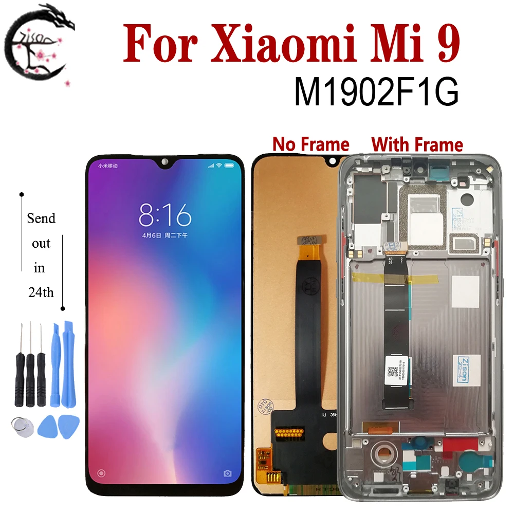 Incell LCD With Frame For Xiaomi 9 Display Mi 9 LCD Mi9 M1902F1G Screen Touch Digitizer Assembly Replacement For Xiaomi MI9 LCD