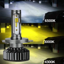 3000K 4300K 6000K 3 in 1 Car Lamp H1 H4 H7 H8 H11 9006 HB4 9005 HB3 Led Headlight 100W 12V Super Bright Yellow White Light