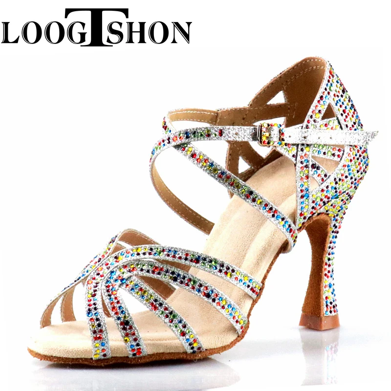 Loogtshon Hot sale ladies professional dance shoes ballroom dance shoes ladies latin dance shoes high heels 5Cm-10cm