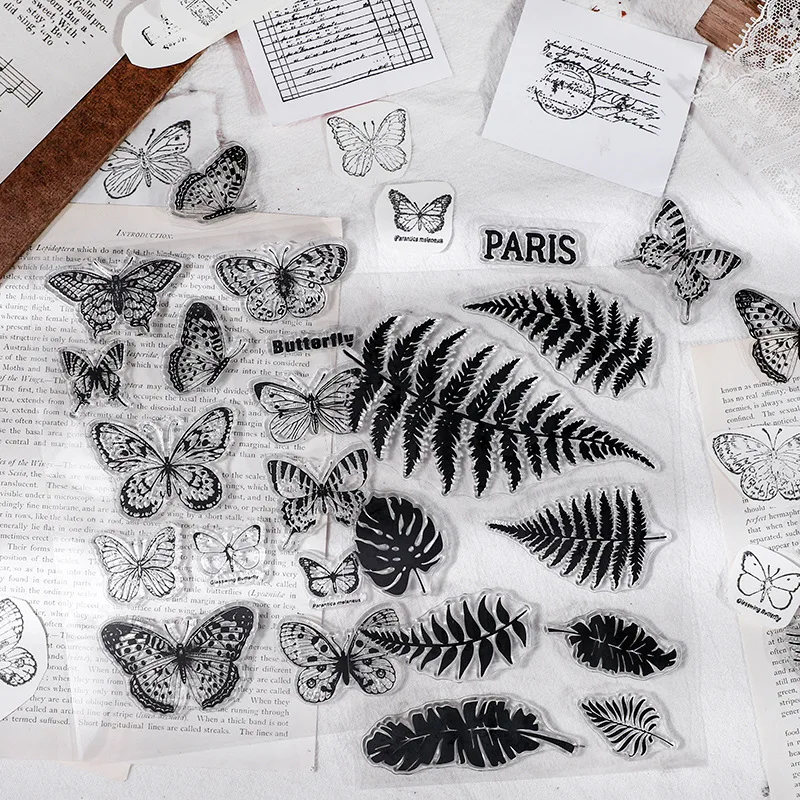 Plants Flower Butterfly Clear Rubber Stamp For Card Making Decoration And Scrapbooking