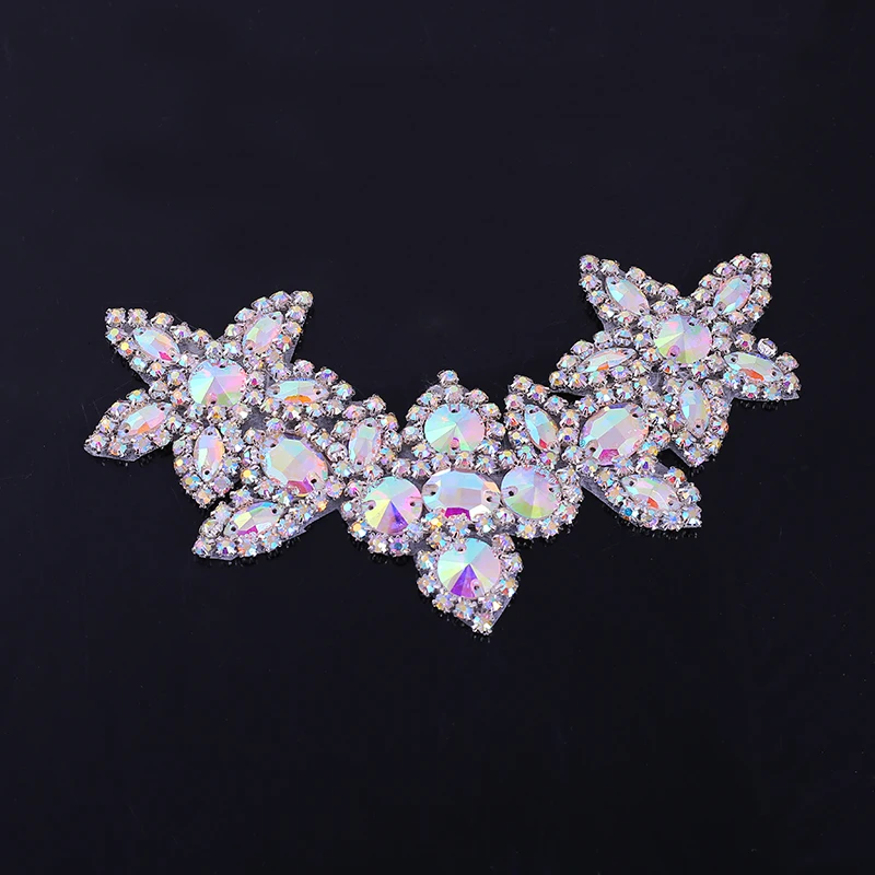 16.5cm Sew On Glass Rhinestone Applique Accessory Crystals Stones Patches for Clothes Wedding Evening Dress decoration art craft