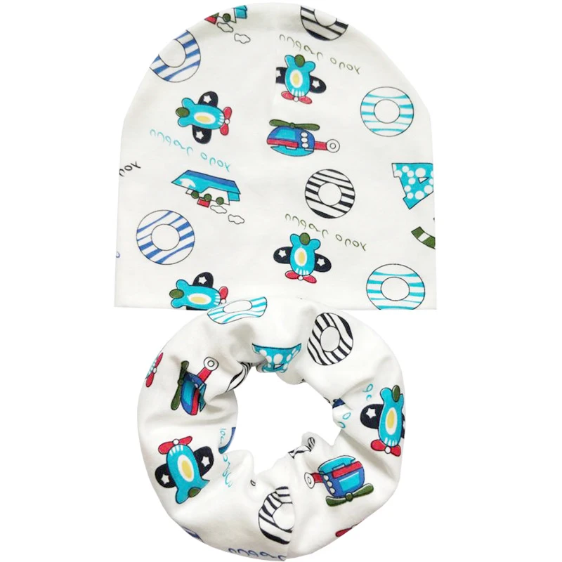 New Winter Children Scarf Hat Sets Cartoon Dinosaur Baby Head Cover Spring Warm Neck Collar Kids Beanies Set Cotton Children Hat